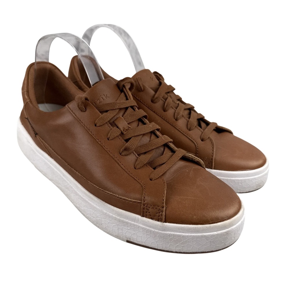 Kizik Vegas Men Size 11 Chestnut Brown Leather Hands Free Slip‎ On Sneakers Shoe